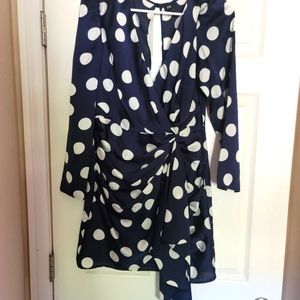 River Island dress navy polka dot medium